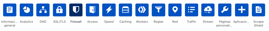Muestra las principales configuraciones de Cloudflare