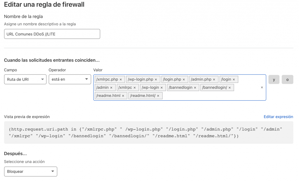 Regla de Firewall basica contra ataque DDoS
