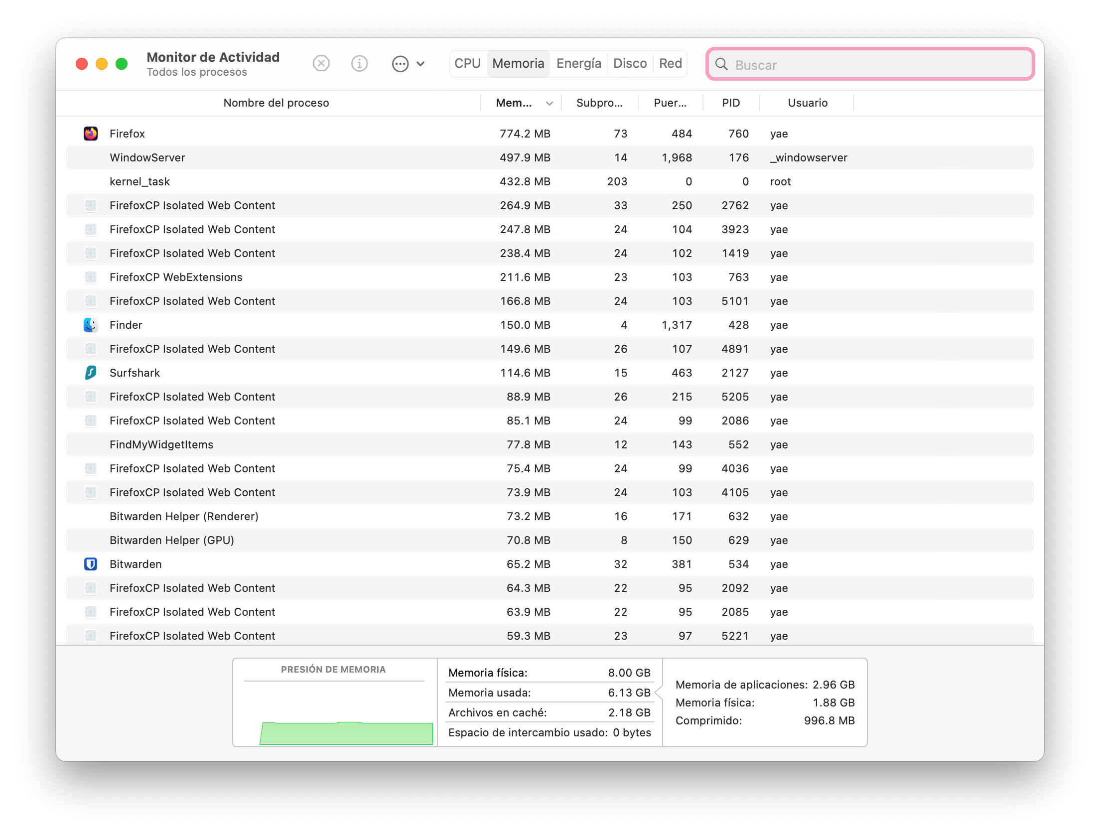 El Monitor de Actividad de la Mac puede mostrar que programas están acaparando tu maquina.